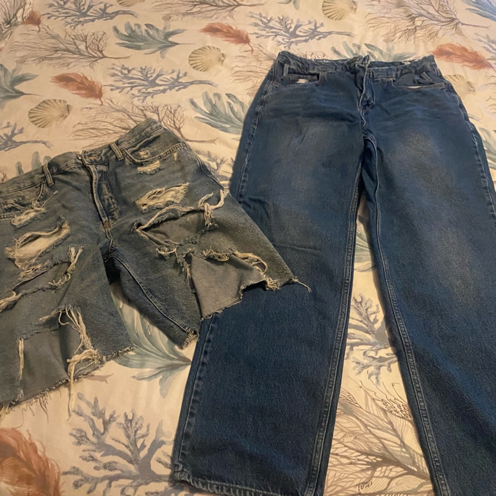 Sold together free people distressed shorts and good American pants